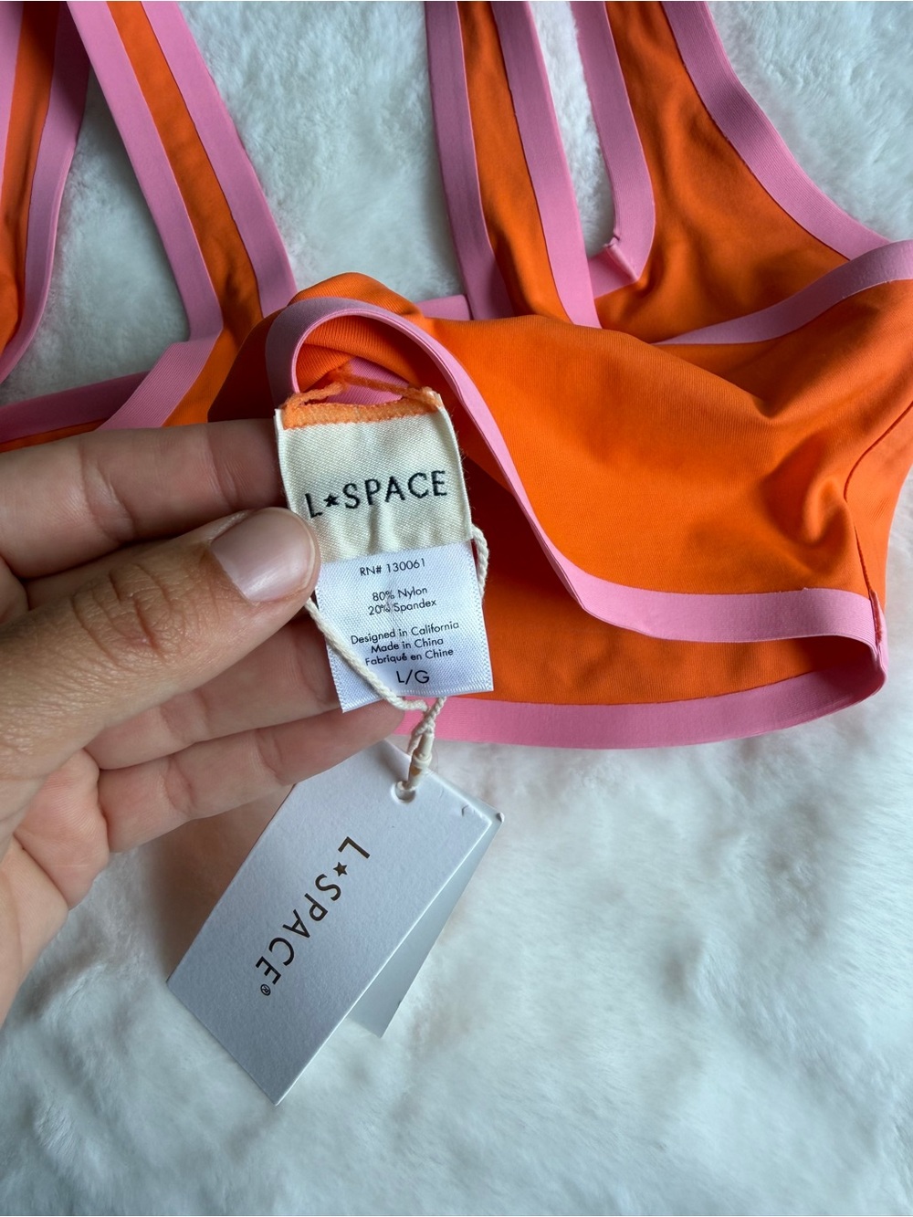 L*Space Fused Ace Bikini Top Tangerine Size Large NWT - Picture 10 of 10